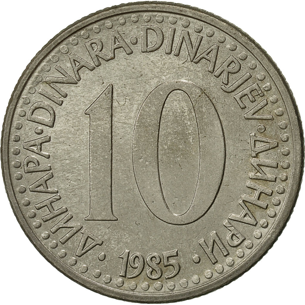 [#541035] Coin, Yugoslavia, 10 Dinara, 1985, EF(40-45), Copper-nickel, KM:89