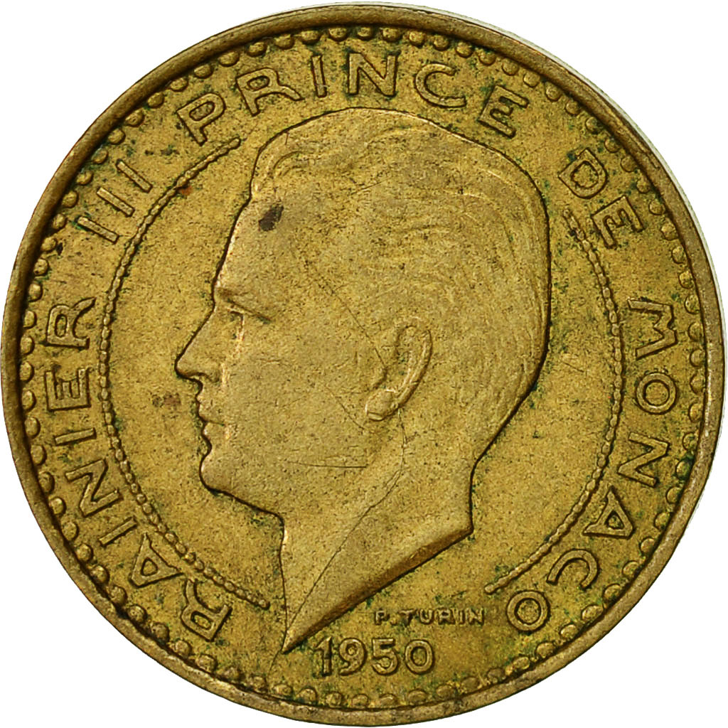 [#541399] Coin, Monaco, Rainier III, 10 Francs, 1950, EF(40-45), Aluminum-Bronze