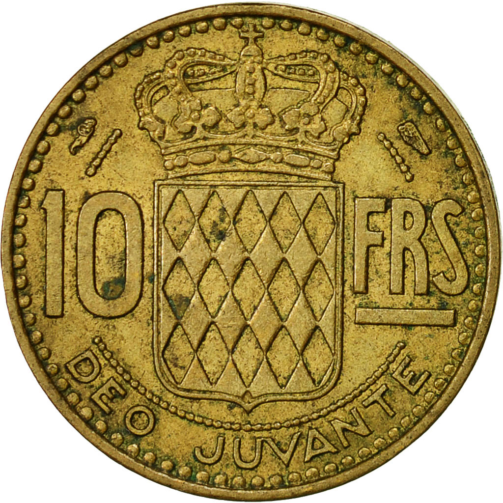 [#541399] Coin, Monaco, Rainier III, 10 Francs, 1950, EF(40-45), Aluminum-Bronze