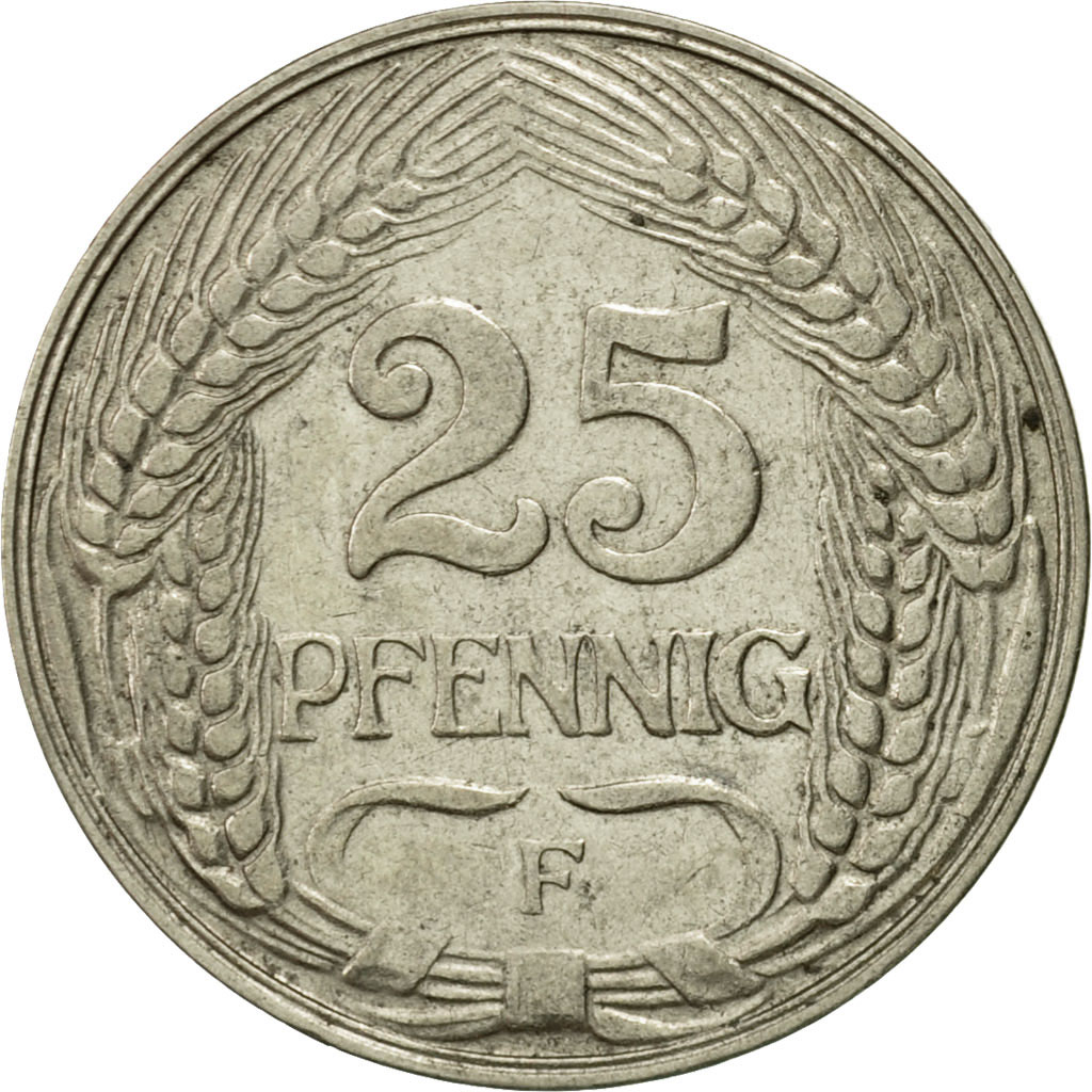 Coin, GERMANY - EMPIRE, Wilhelm II, 25 Pfennig, 1910, Stuttgart, 