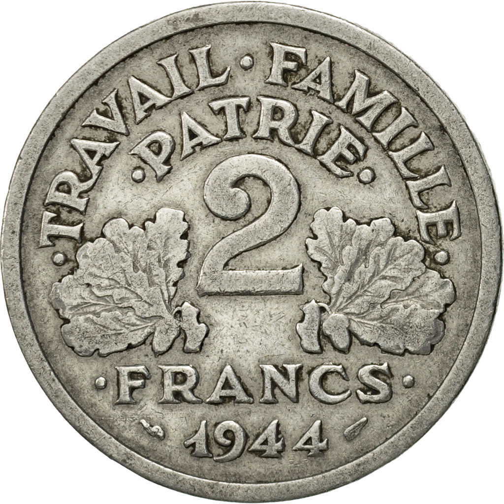 Coin, France, Bazor, 2 Francs, 1944, Beaumont - Le Roger, , Aluminum