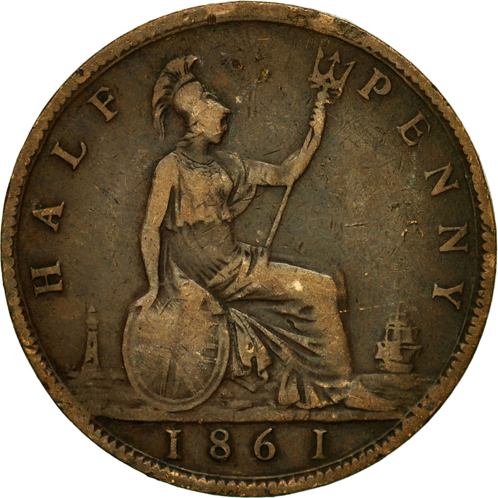 Coin, Great Britain, Victoria, 1/2 Penny, 1861, , Bronze, KM:748.2