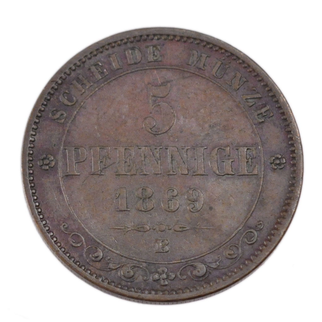 Coin, German States, SAXONY-ALBERTINE, Johann, 5 Pfennig, 1869, Dresde