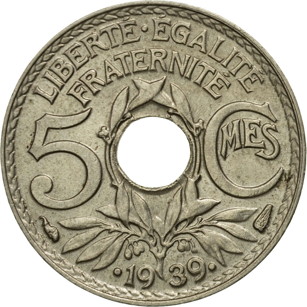 Moneda, Francia, Lindauer, 5 Centimes, 1939, Paris, MBC, Níquel - bronce