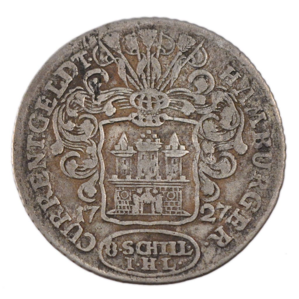 Coin, German States, HAMBURG, 8 Schilling, 1/2 Mark, 1727, , Silver