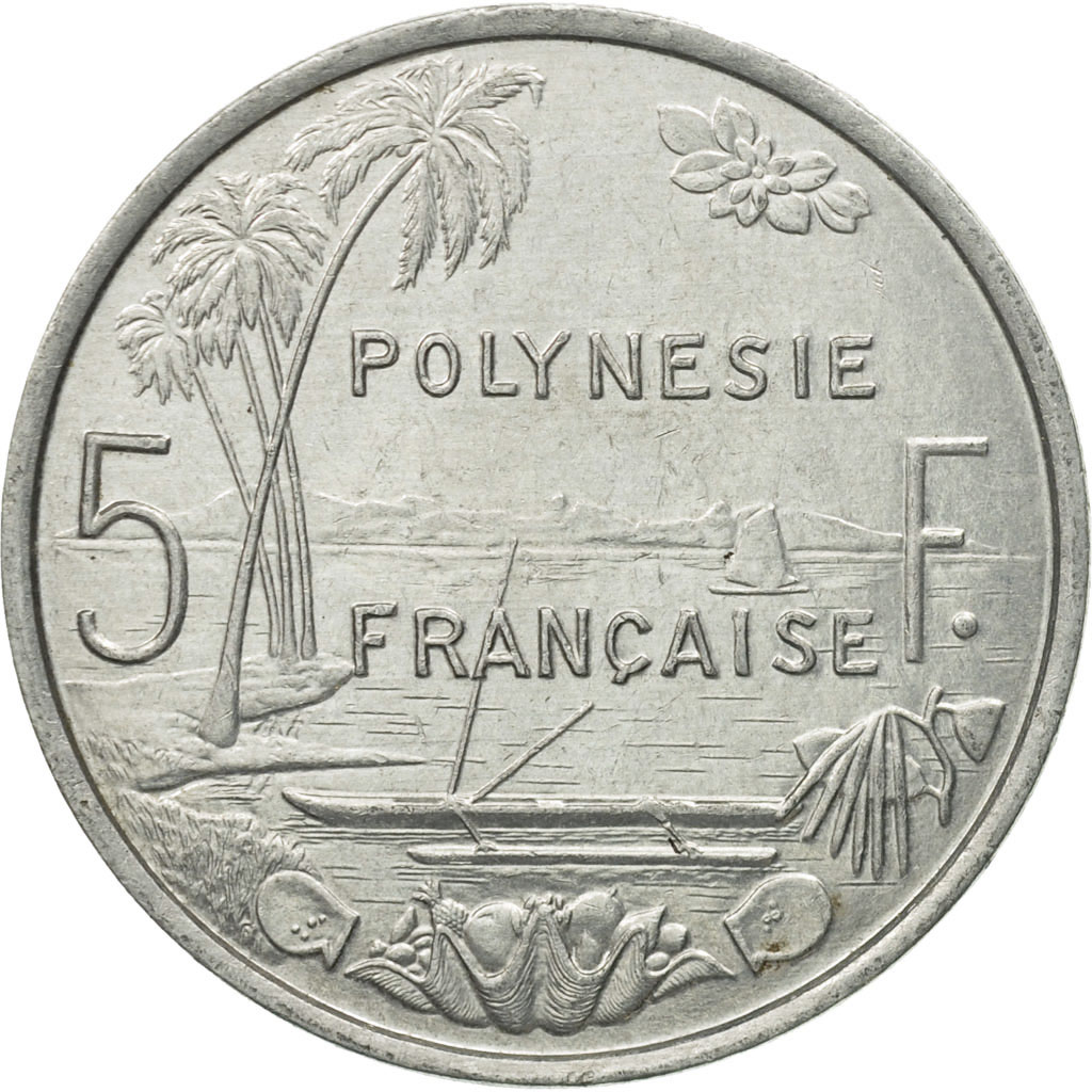 Moneda, Polinesia francesa, 5 Francs, 1992, Paris, MBC, Aluminio, KM:12