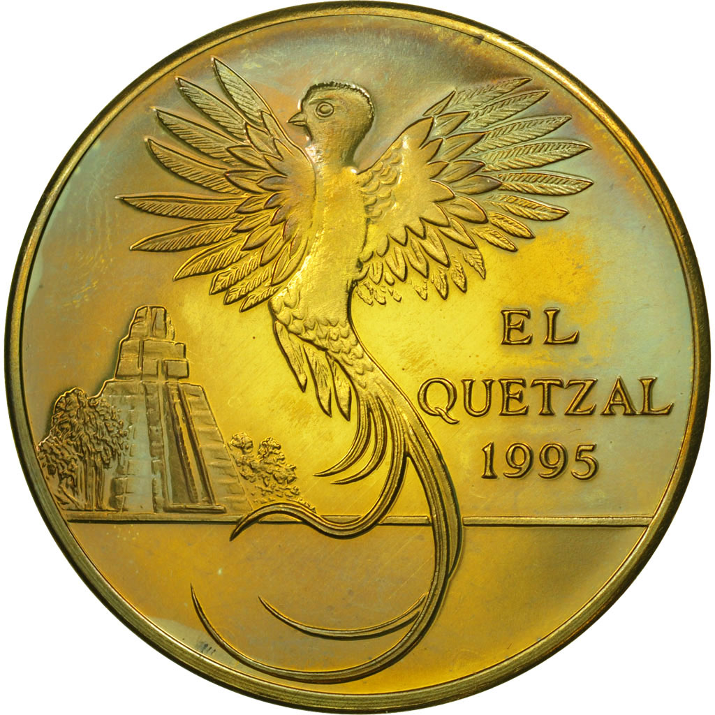 Coin, Guatemala, 10 Quetzales, 1995, Tower, , Brass, KM:2a.2