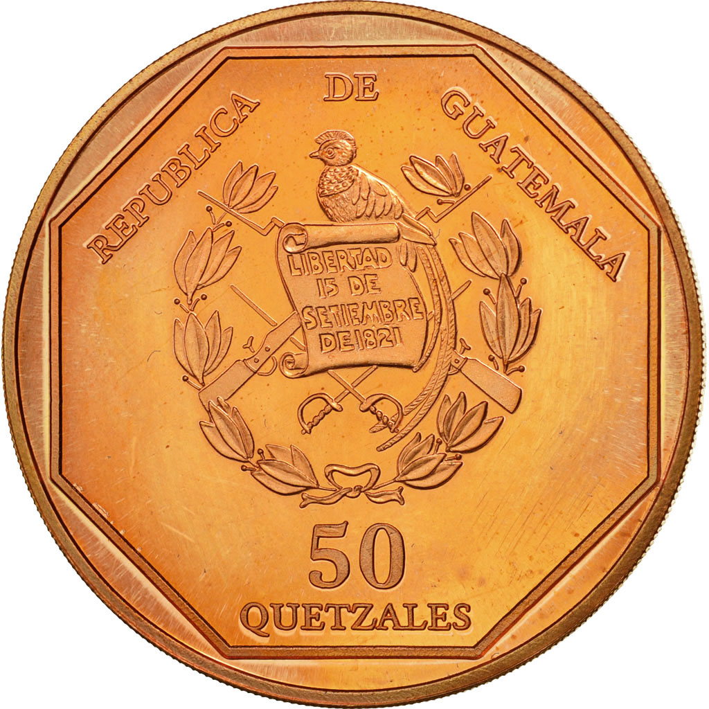 Coin, Guatemala, 50 Quetzales, 1995, Tower, , Copper, KM:3e.1