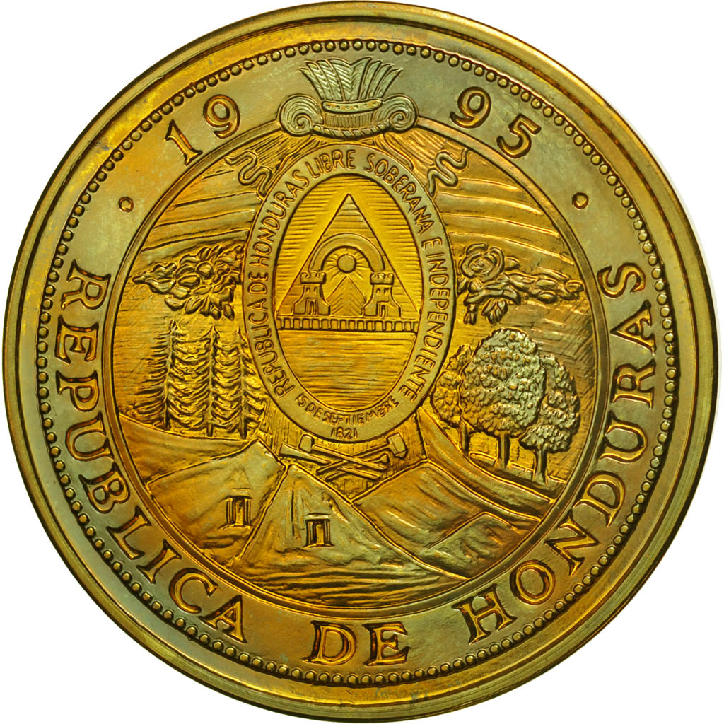 Coin, Honduras, 10 Lempiras, 1995, Tower, , Brass, KM:1a.2