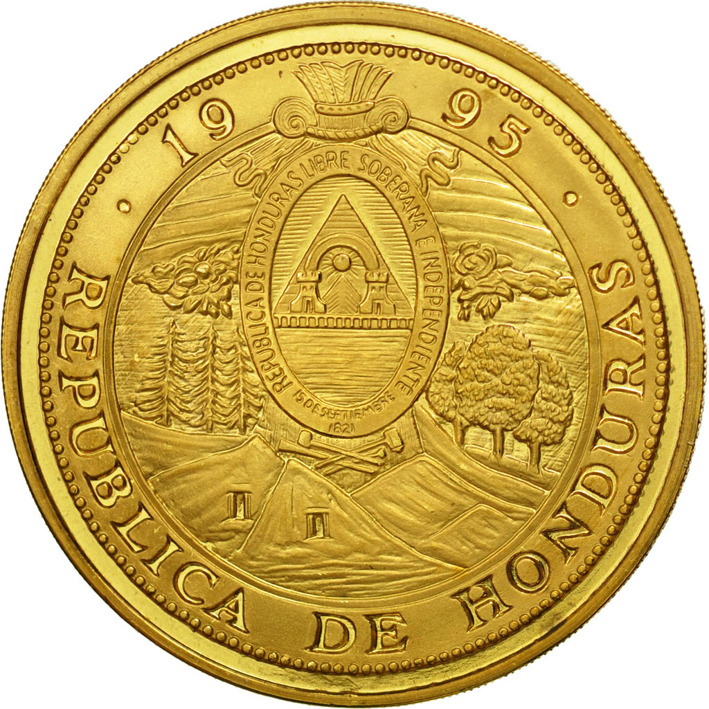 Coin, Honduras, 10 Lempiras, 1995, Tower, , Gilt Alloy, KM:1b.1