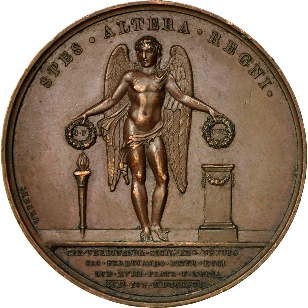 France, Medal, Louis XVIII , Spes Altera Regni, 1816, Andrieu, , Bronze