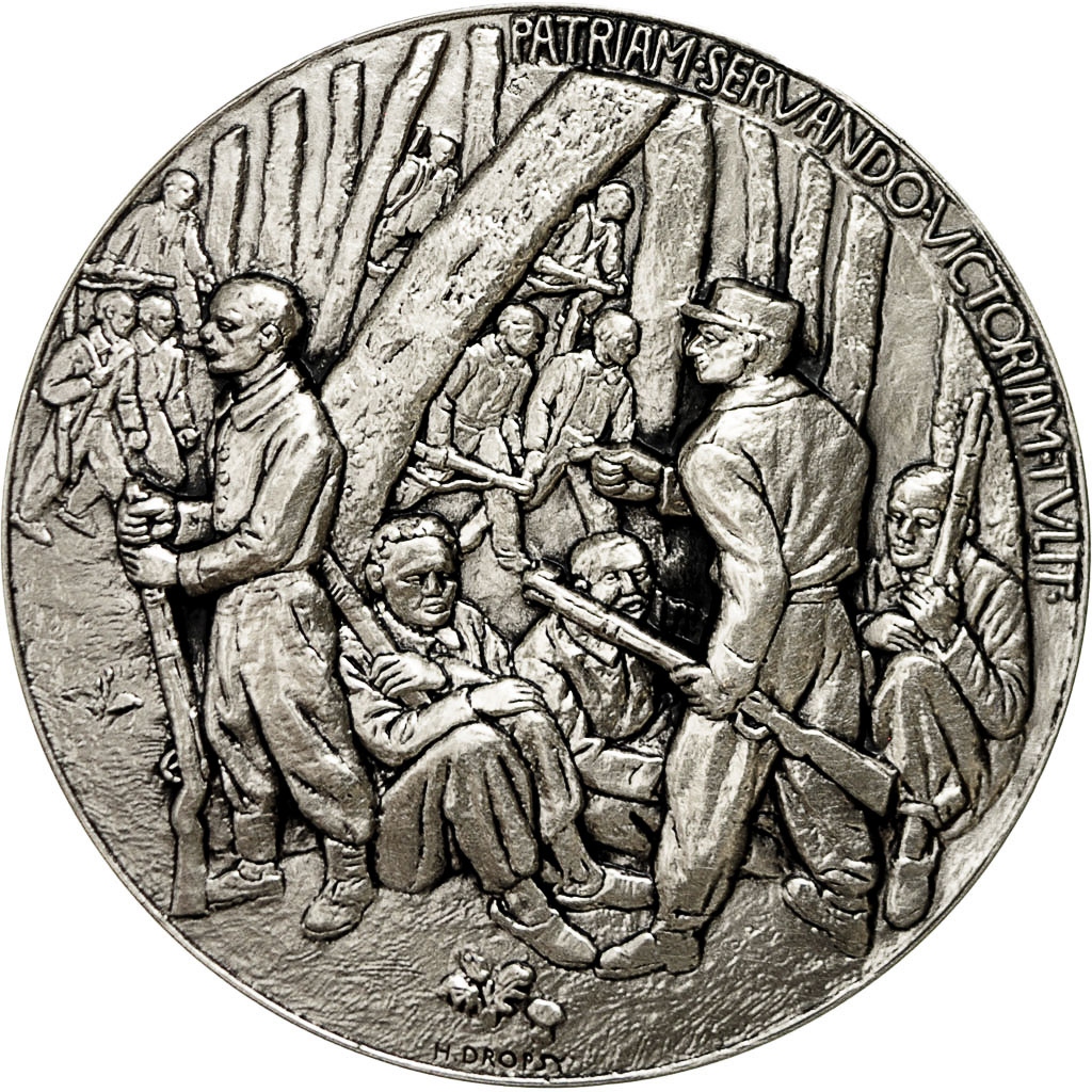 France, Medal, Patriam Servando Victoriam Tvlit, Dropsy, , Silvered bronze