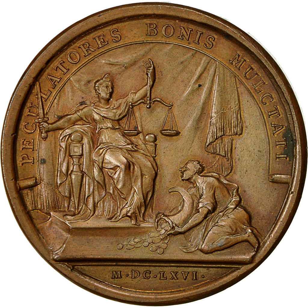 France, Medal, Louis XIV, La Clémence du Roi, 1666, Mauger, , Bronze