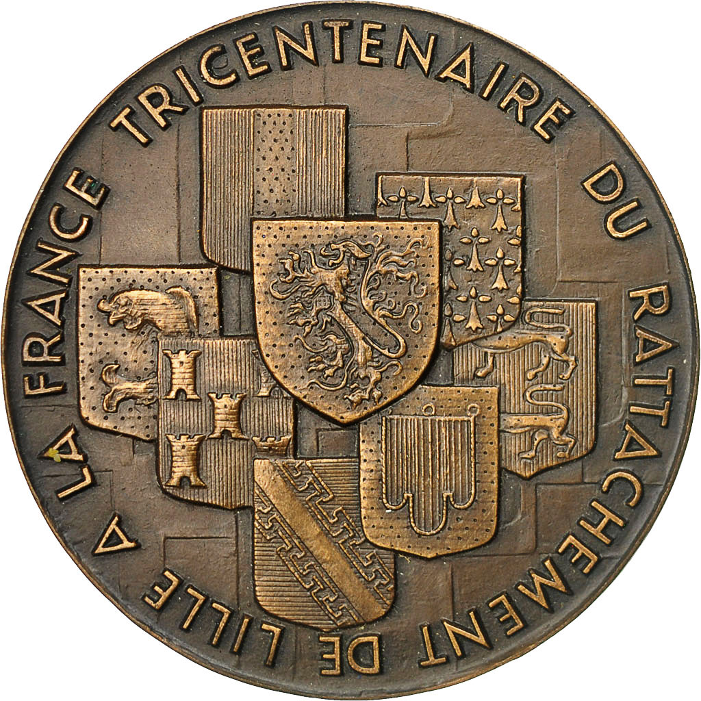 France, Medal, Tricentenaire du rattachement de Lille à la France, 1968