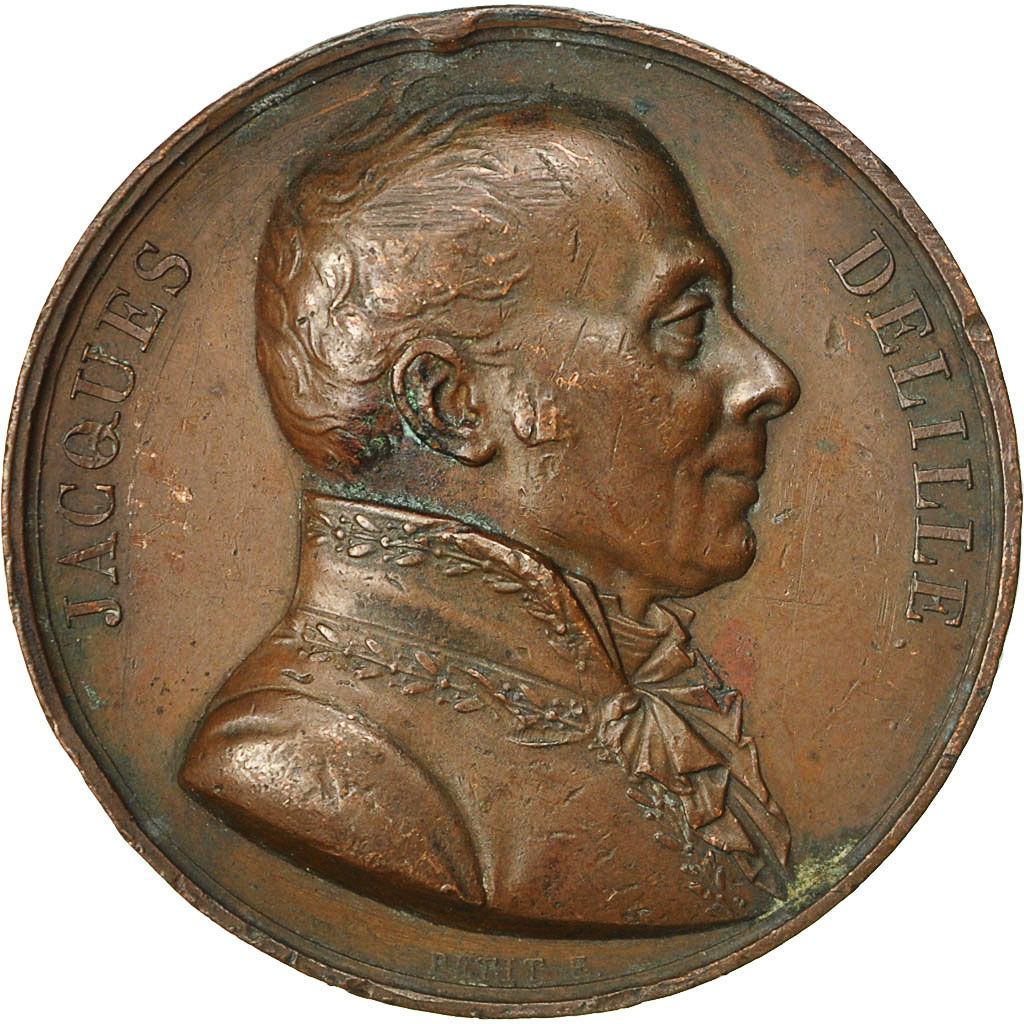 France, Medal, Jacques Delille, Poète Français, 1821, Petit, , Bronze