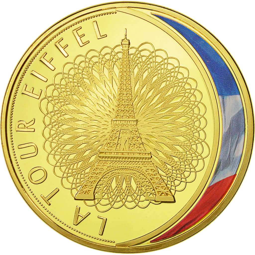 France, Medal, Les Emblèmes Français, La Tour Eiffel, , Copper Gilt