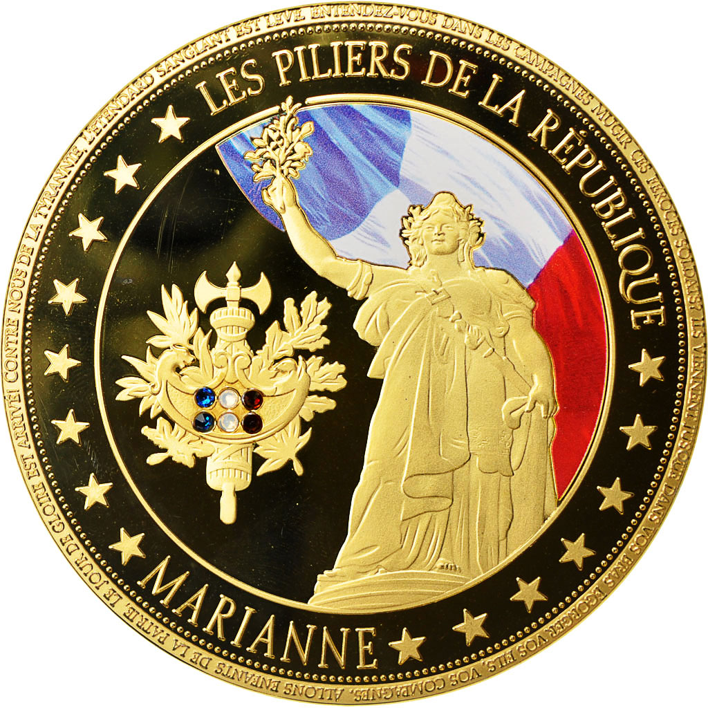 France, Medal, Les piliers de la République, Marianne, , Copper Gilt