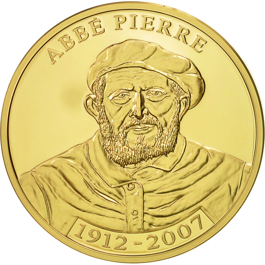 France, Medal, L'Abbé Pierre, , Copper Gilt