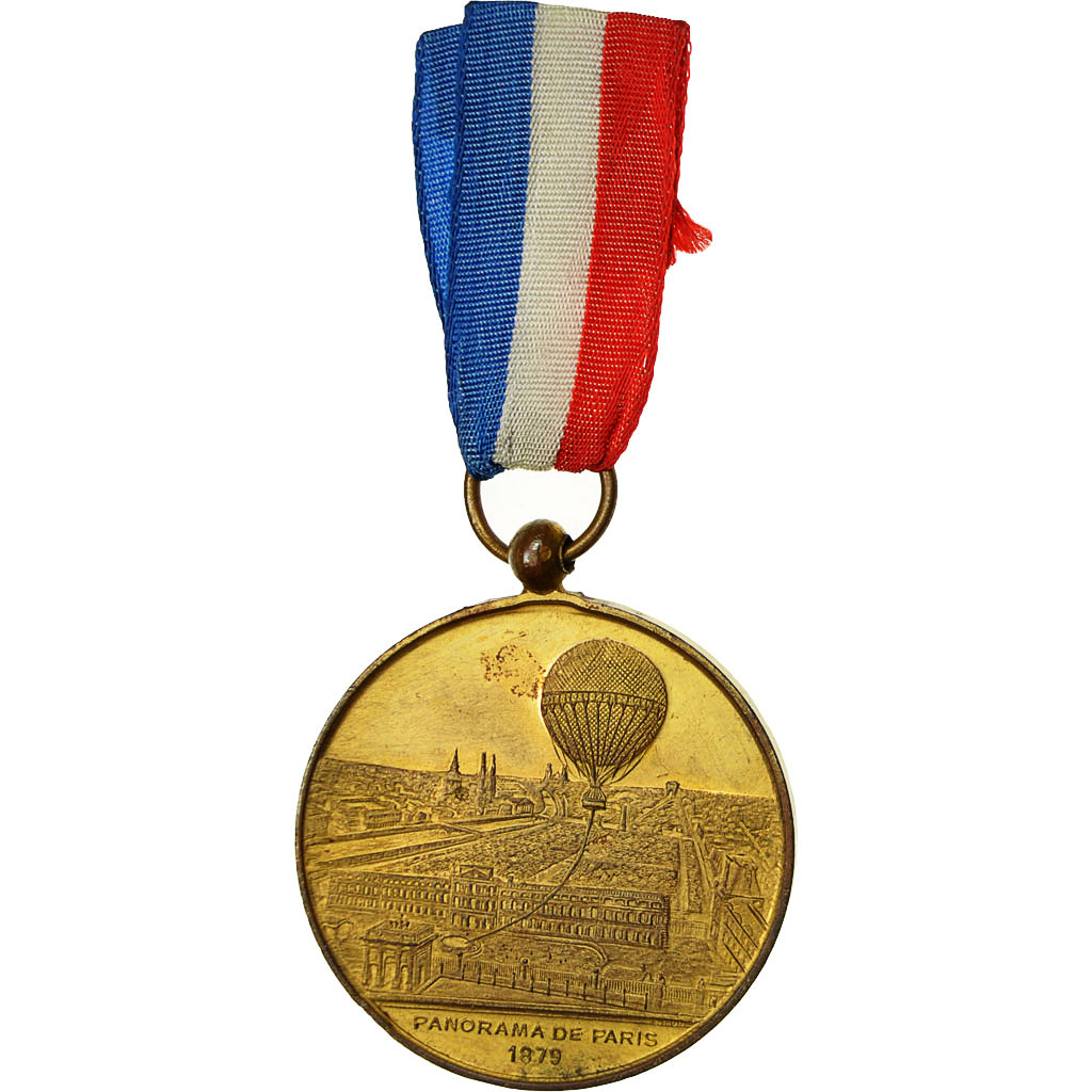 France, Medal, Ascension en Ballon Captif à Vapeur, Panorama de Paris, 1879
