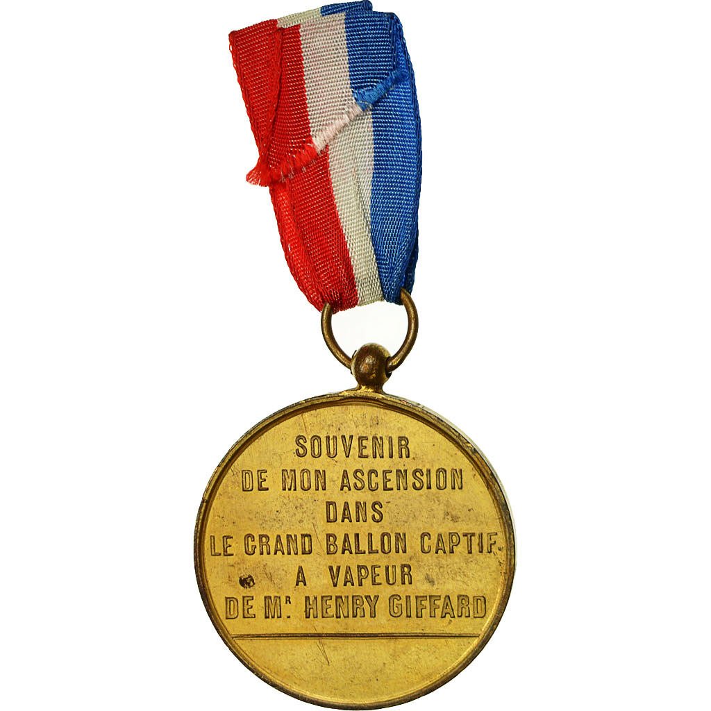 France, Medal, Ascension en Ballon Captif à Vapeur, Panorama de Paris, 1879