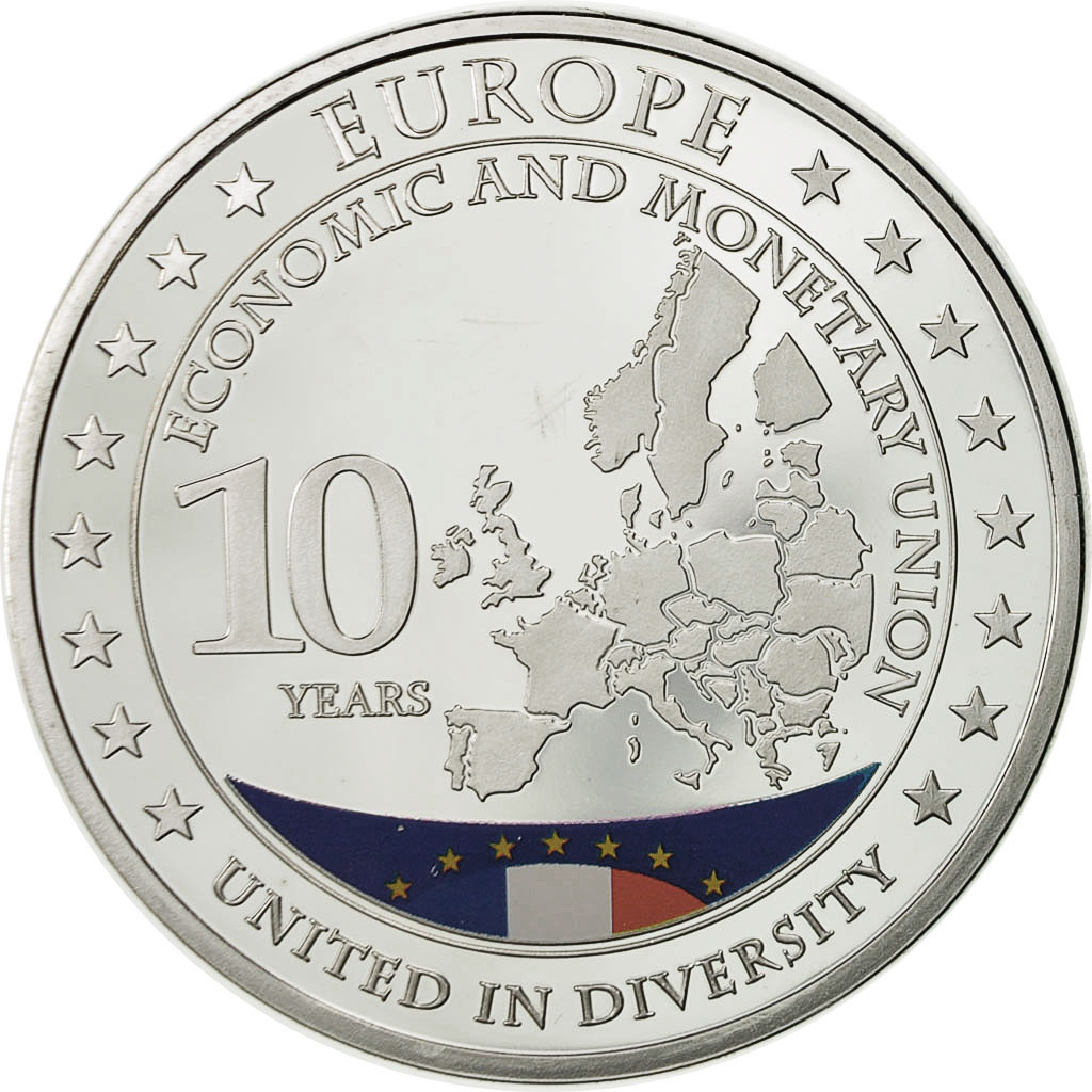 France, Medal, 10 Ans de l'Europe, France, , Copper Plated Silver