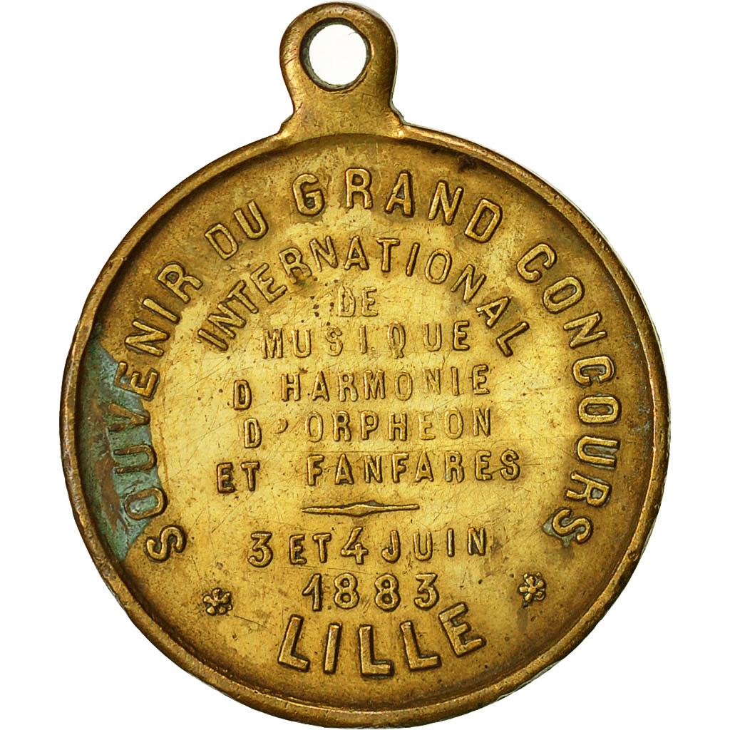 France, Medal, Concours de Musique de Lille, 1883, , Copper