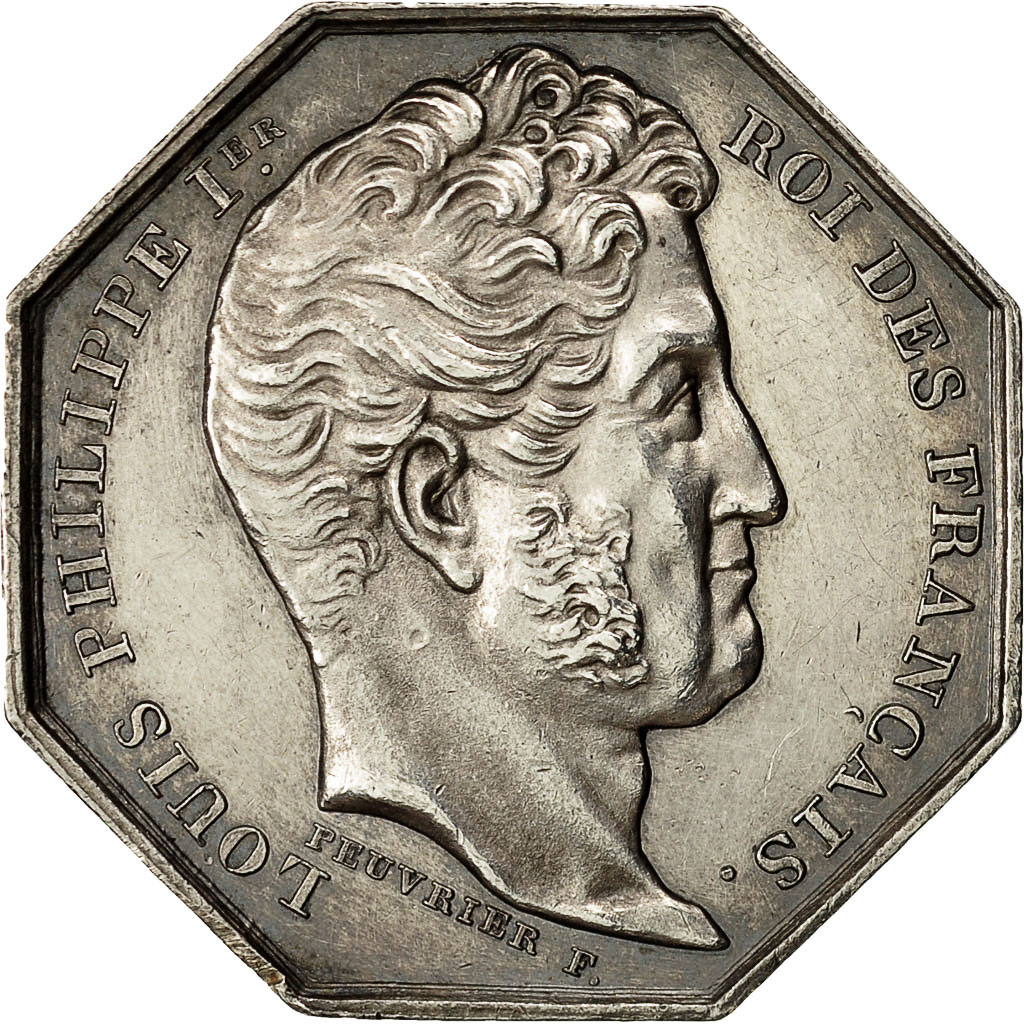 France, Token, Louis XVIII, Compagnie des Notaires de Corbeil, Peuvrier