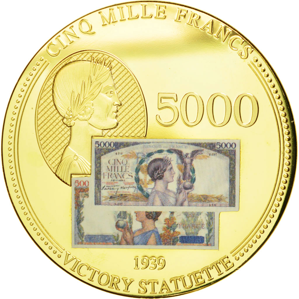 France, Medal, Les Anciens Francs, billet de 5000 Francs Victoire, 