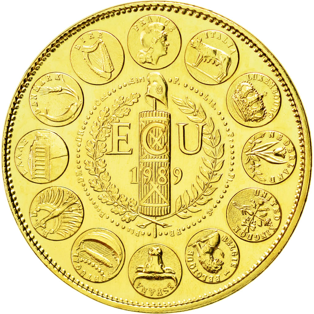 France, Medal, Ecu Europa, Marianne, 1989, Rodier, , Gilt Bronze