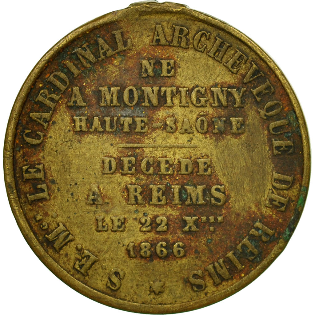 France, Token, Thomas Marie Joseph Cousset, Cardinal de Reims, 1866, Wery