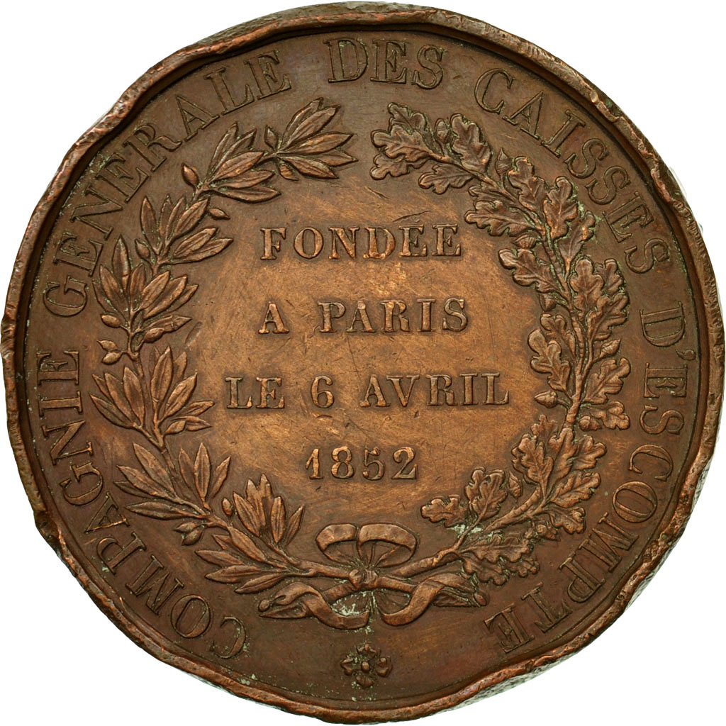 France, Medal, Compagnie Générale des Caisses d'Escompte, Paris, 1852, Bovy
