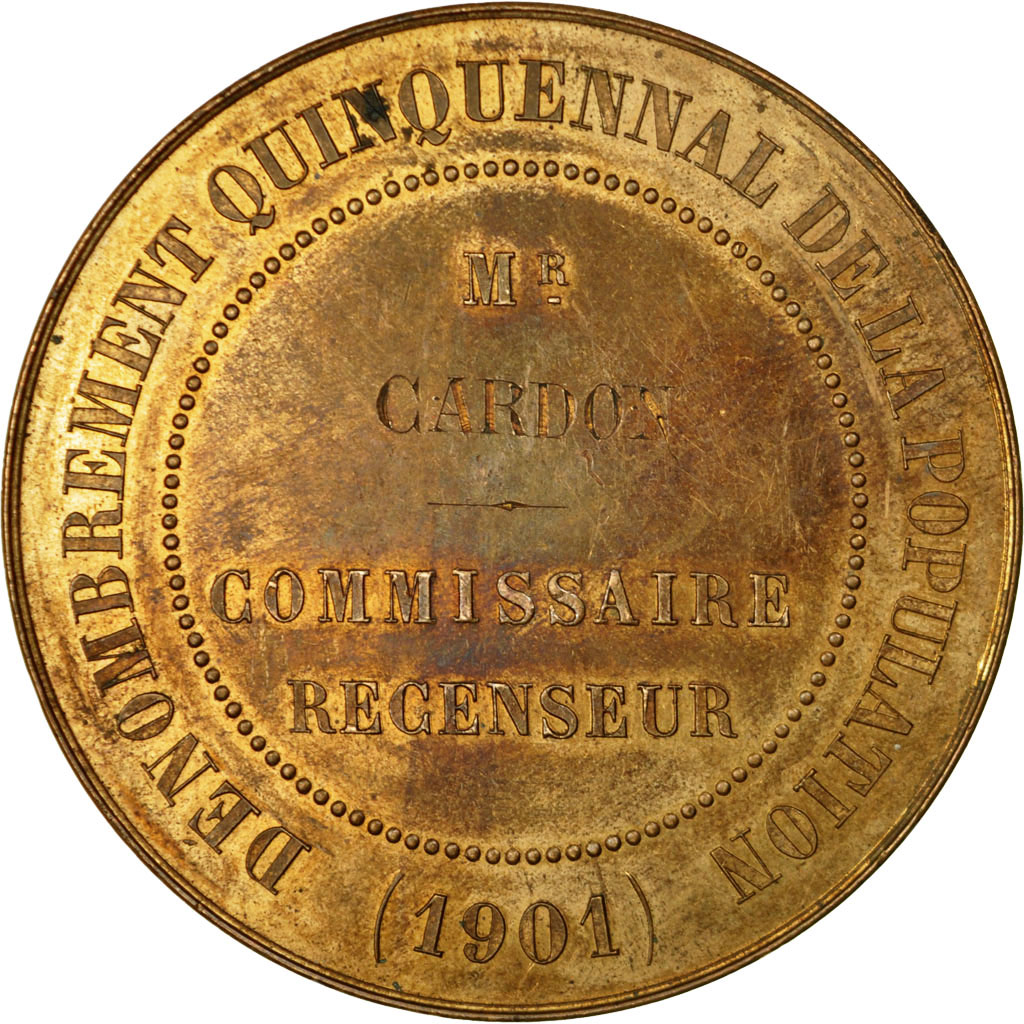 France, Medal, Dénombrement Quinquénal de la Population, 1862, Dantzell