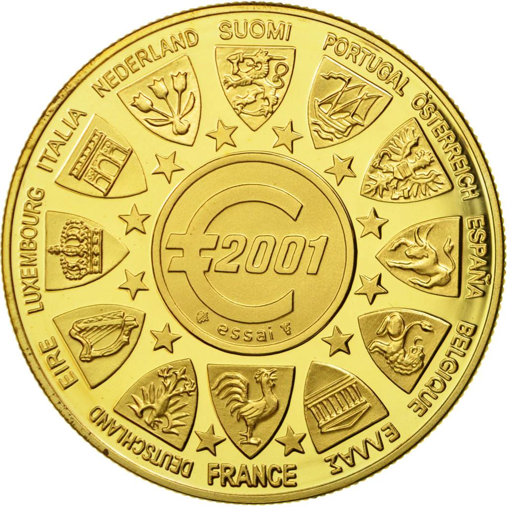 France, Medal, L'Europe, La Semeuse, 2001, , Gilt Bronze