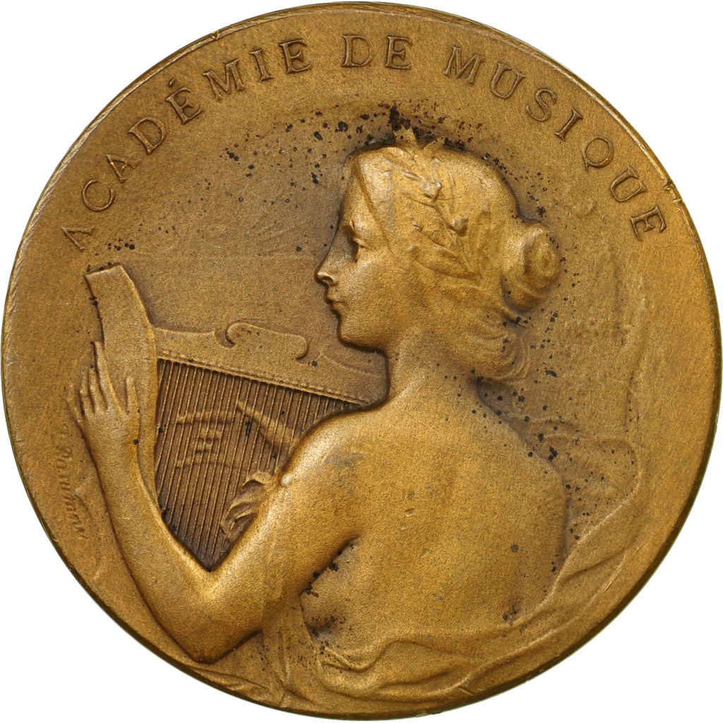 France, Medal, Art Nouveau, Académie de Musique de Calais, Rasumny, 