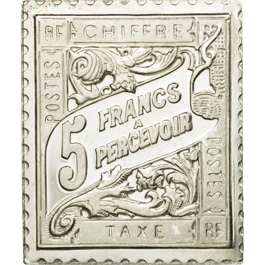 France, Medal, Timbre Taxe 5 Francs, 1982, , Silver