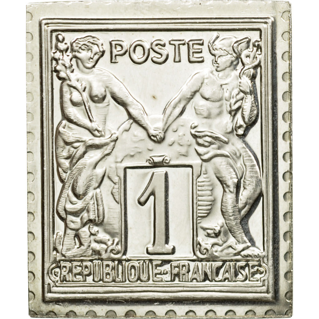 France, Medal, Timbre, Type Sage, Groupe Allégorique, 1 Centime, 1982