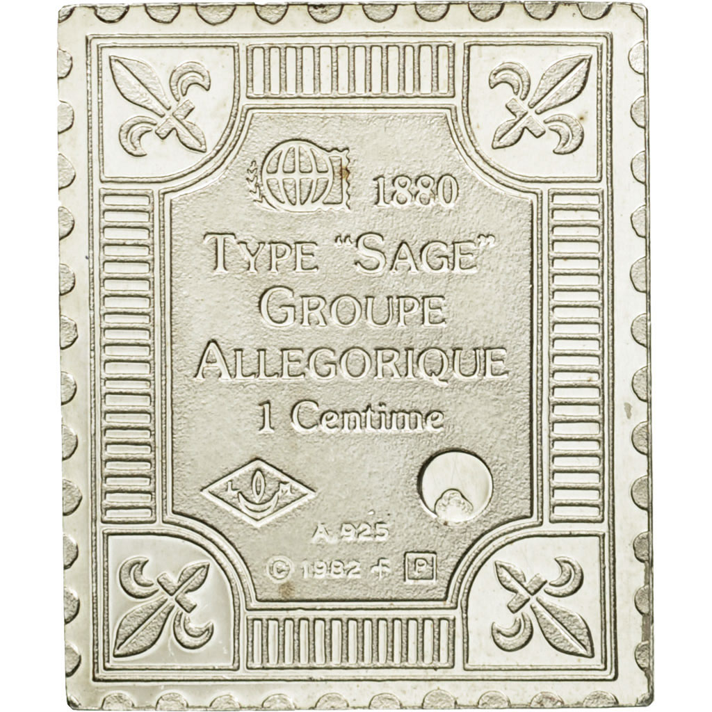 France, Medal, Timbre, Type Sage, Groupe Allégorique, 1 Centime, 1982