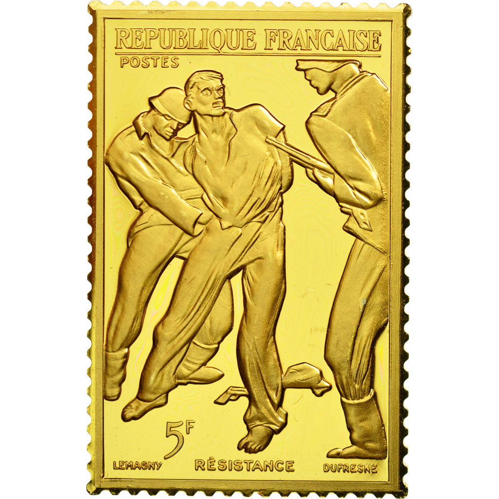 France, Medal, Timbre, Bicentenaire, Résistance, , Vermeil