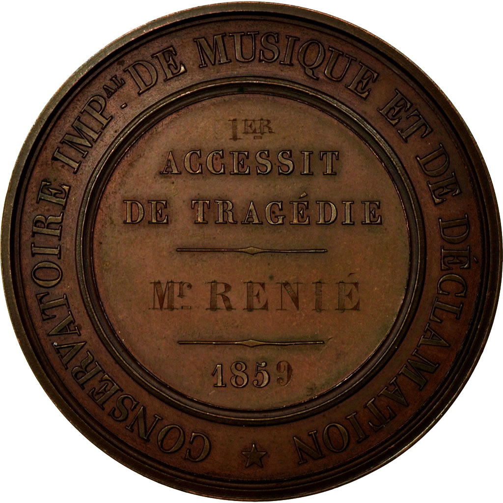 France, Medal, Napoléon III, Conservatoire de Musique et Déclamation, 1859