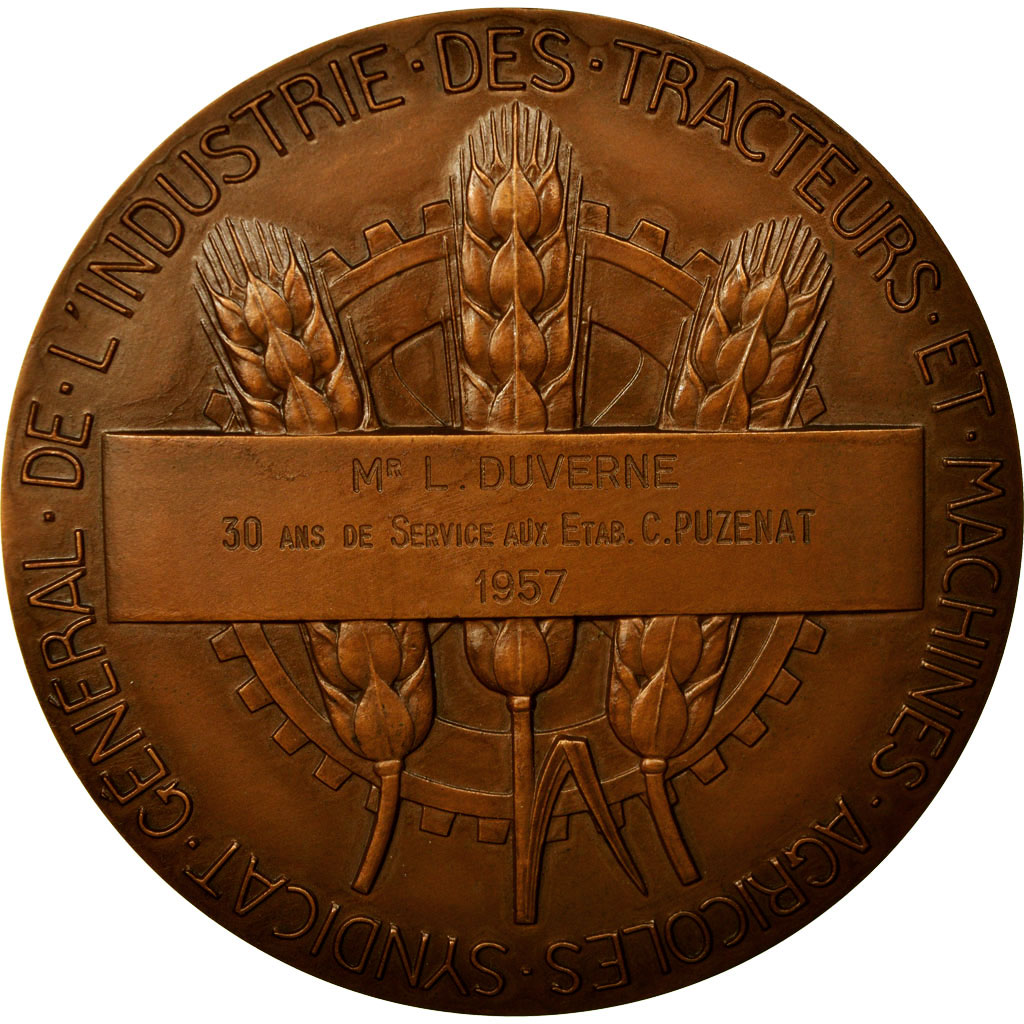 France, Medal, Art Déco, Industrie des Tracteurs et Machines Agricoles, 1957