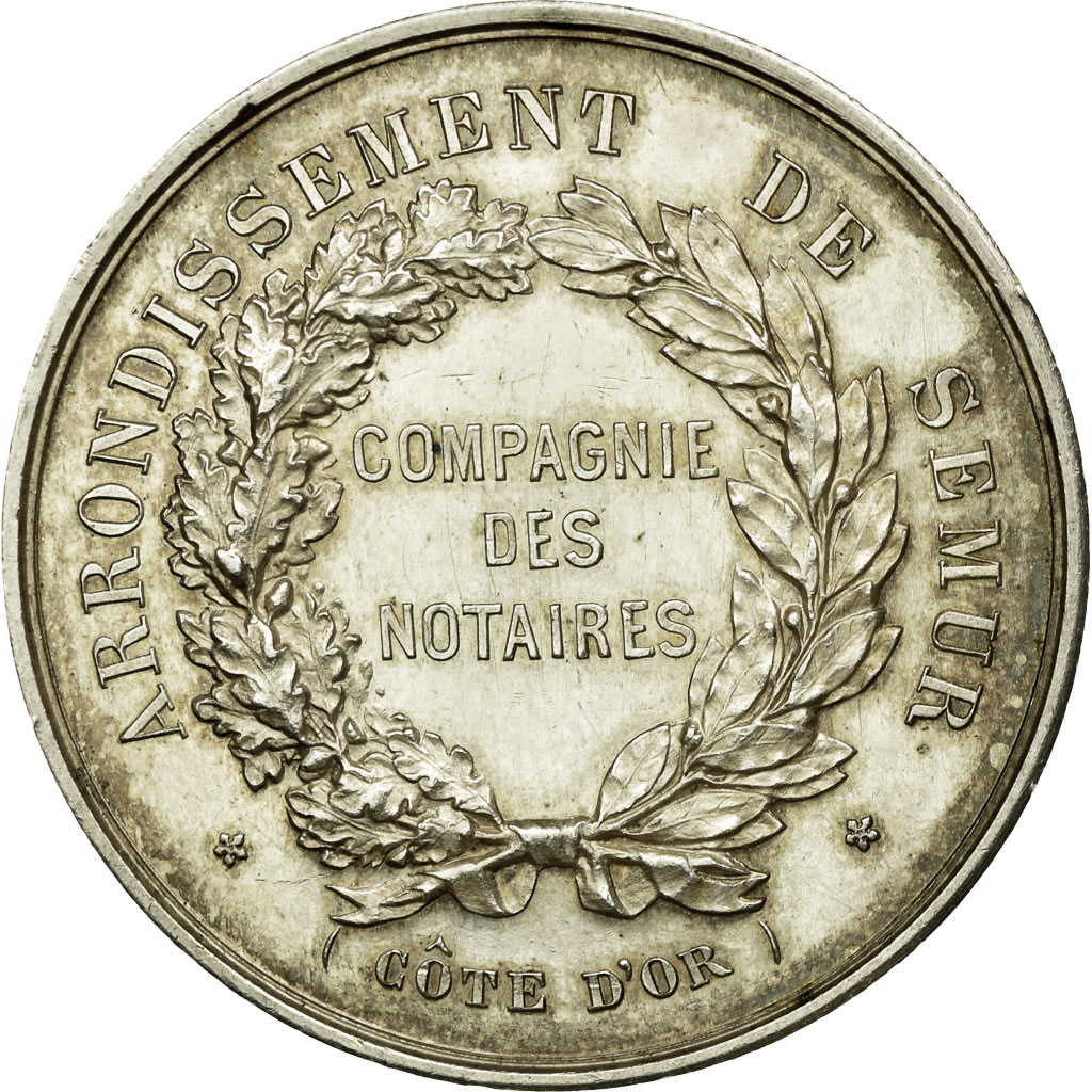 France, Token, Notaires de l'Arrondissement de Semur, Côte d'Or, 1867