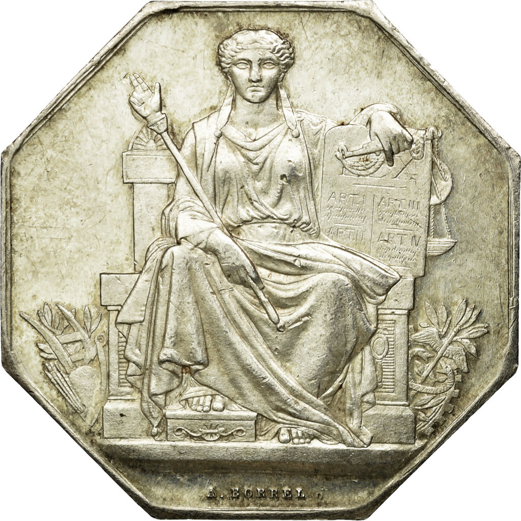 France, Token, Notaires de Baugé, Maine et Loire, Borrel.A, , Silver