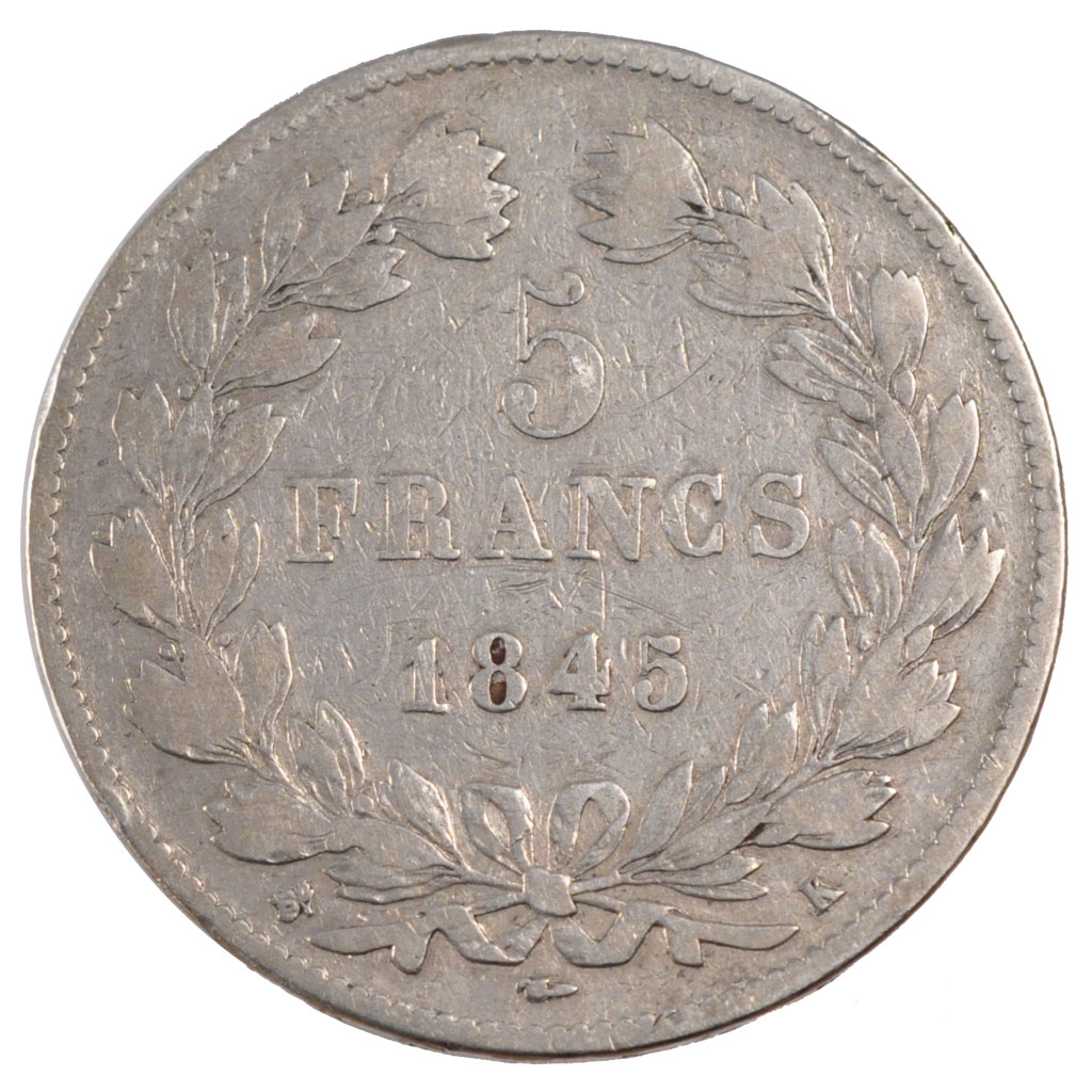 Coin, France, Louis-Philippe, 5 Francs, 1845, Bordeaux, , Silver
