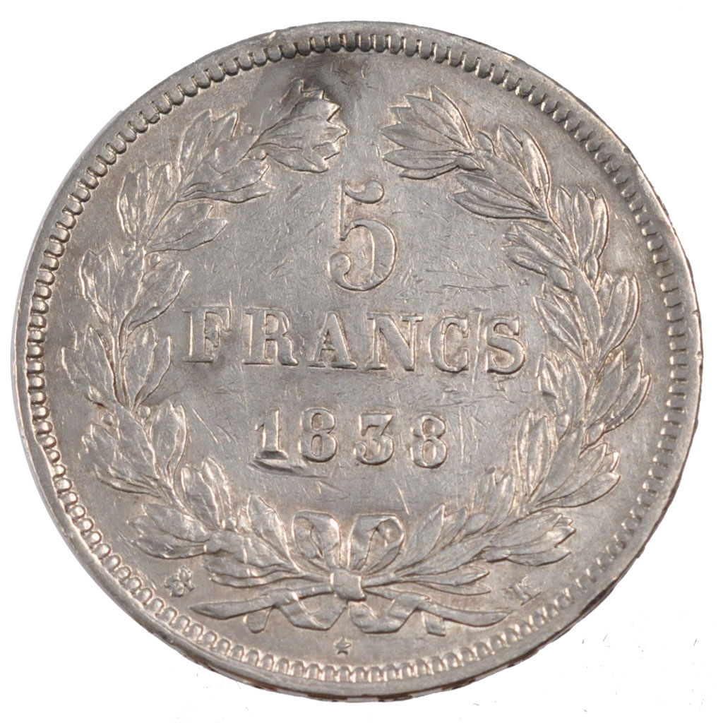 Coin, France, Louis-Philippe, 5 Francs, 1838, Bordeaux, , Silver
