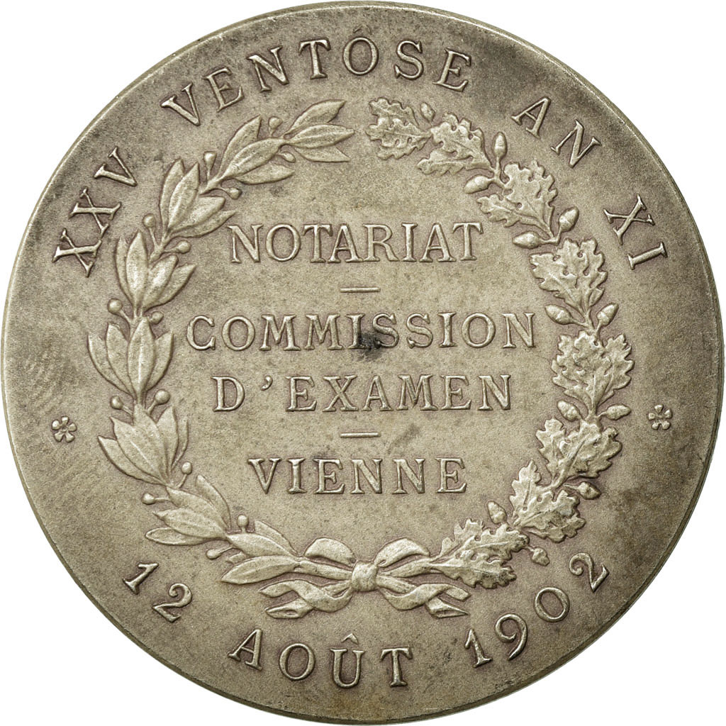 Frankrijk, Token, Notariat, Commission d'Examen de Vienne, 1902, UNC-, Zilver