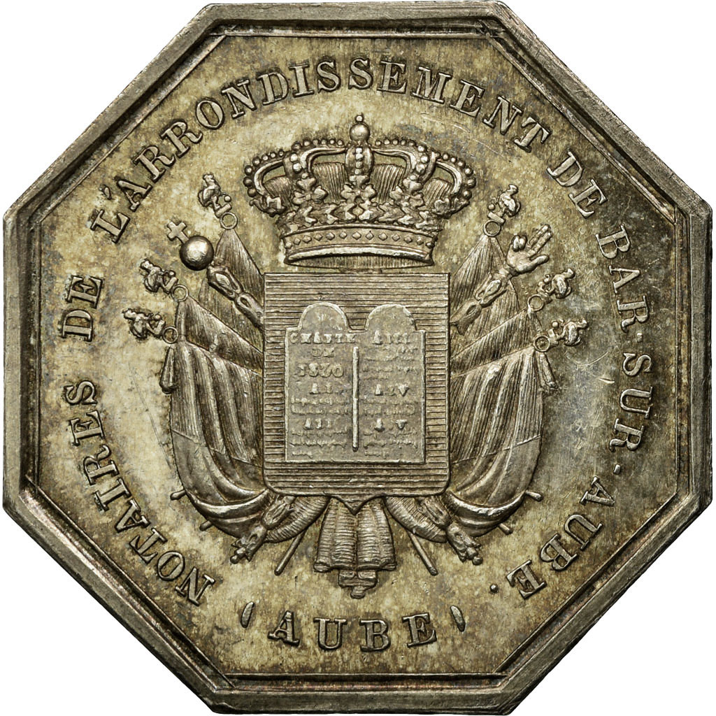 France, Token, Chambre des Notaires de Bar-sur-Aube, 1840, Chaumonot, 