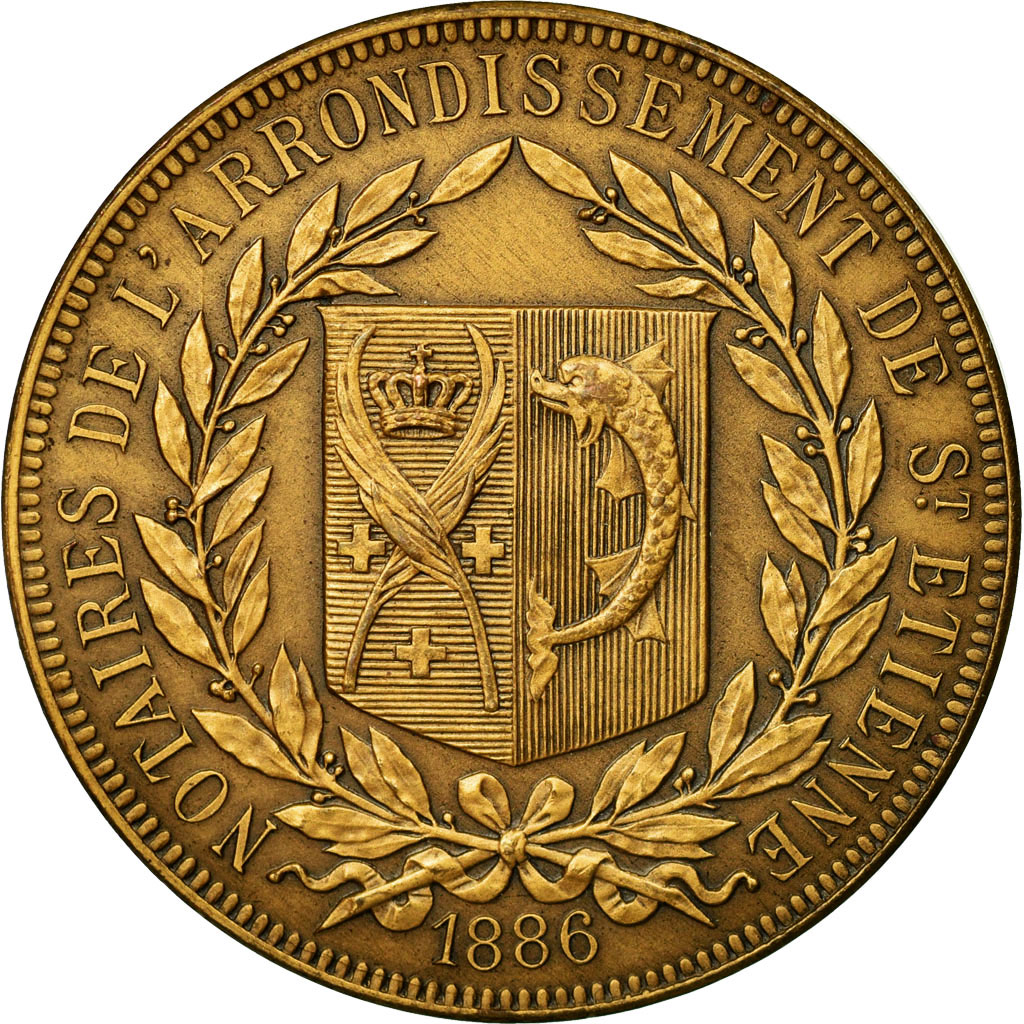 France, Token, Notaires de l'Arrondissement de Saint-Etienne, 1886, 