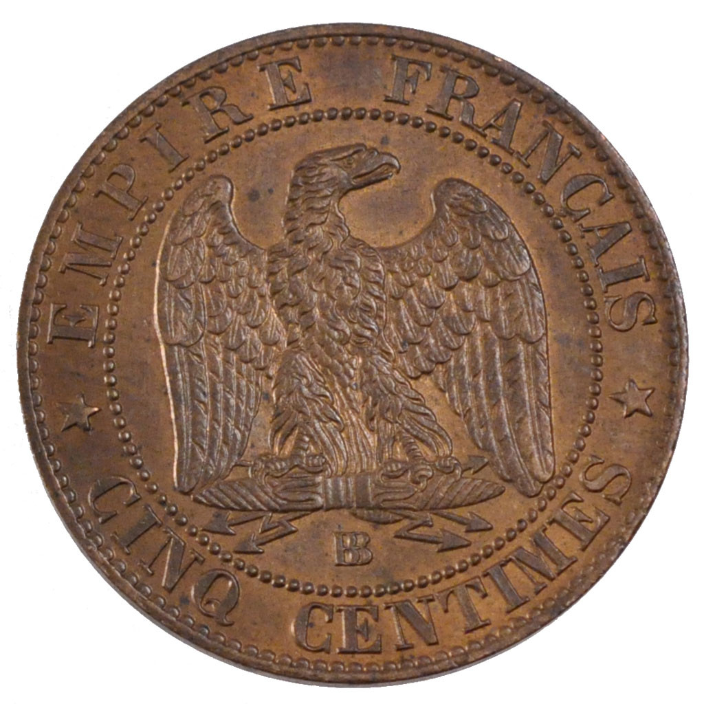 Munten, Frankrijk, Napoleon III, Napoléon III, 5 Centimes, 1861, Strasbourg