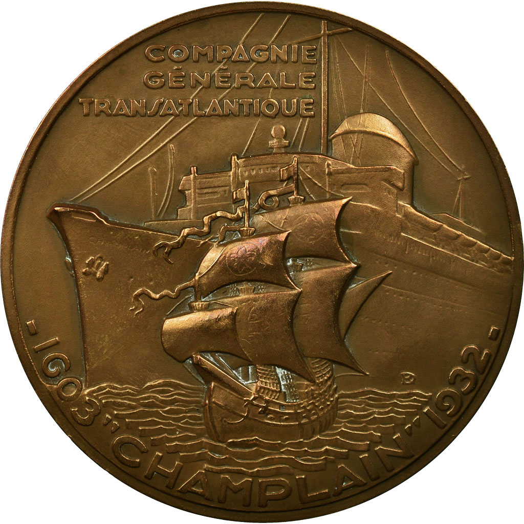 Frankrijk, Medaille, Compagnie Générale Transatlantique, Champlain, 1932