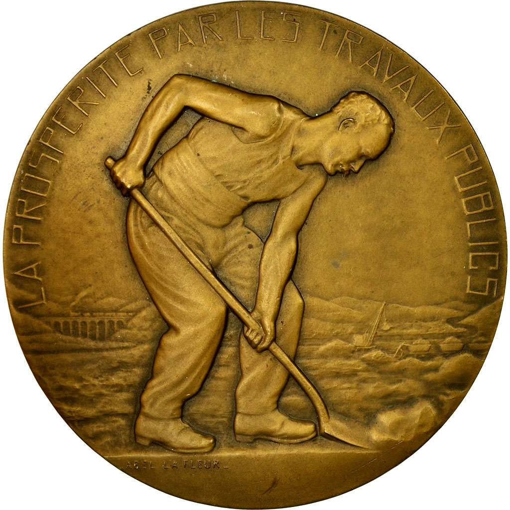 France, Medal, Travaux Publics de France, d'Algérie et des Colonies, 1908, Abel